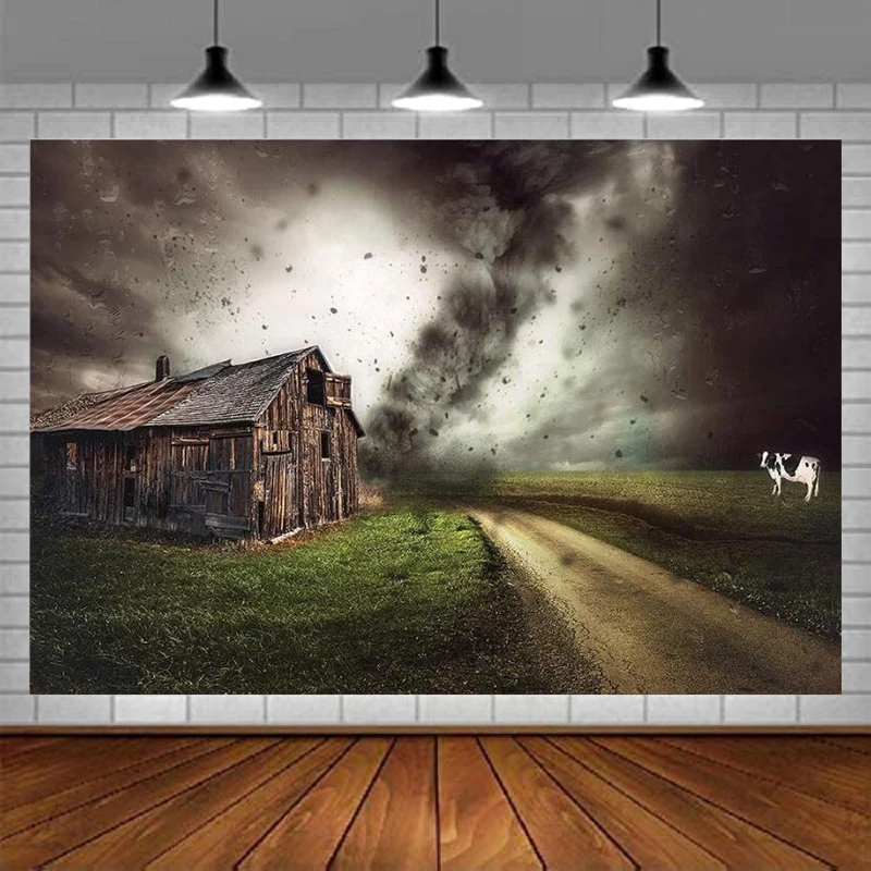 

Nature Scenery Tornado Themed Photography Backdrop For Children Kids Birthday Party Supplies Farm House Photo Background Banner