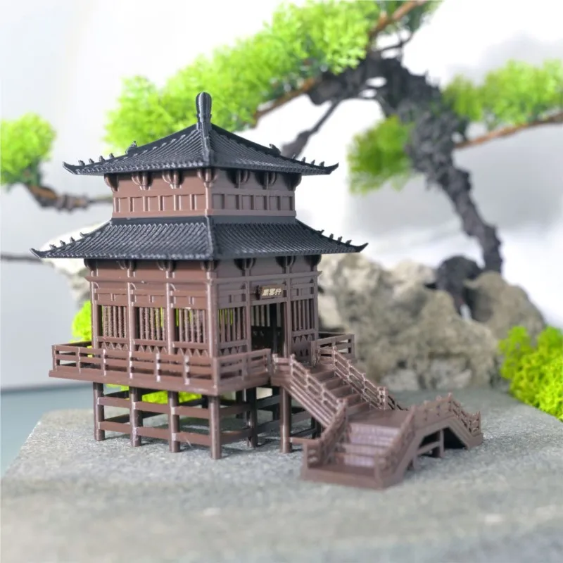 Retro Architecture Ornaments Pavilions Chinese Style Ancient 3D Printing Micro Landscape Bonsai Flower Pot Decoration Tower ZF31 view 5
