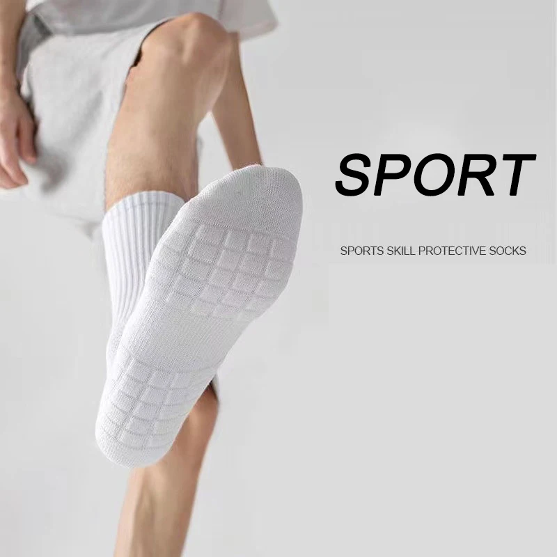 5Pairs Socks Men's Cotton Deodorant Towel Bottom with Velvet Mid-tube White Stockings Thickened Sports Basketball Socks