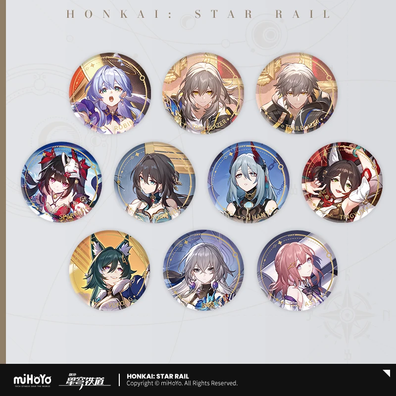 2024 Anime Honkai: Star Rail Vertical Drawing Series Tinplate Badge Harmony Asta Bronya Tingyun Yukong Hanya Brooch Button Gift