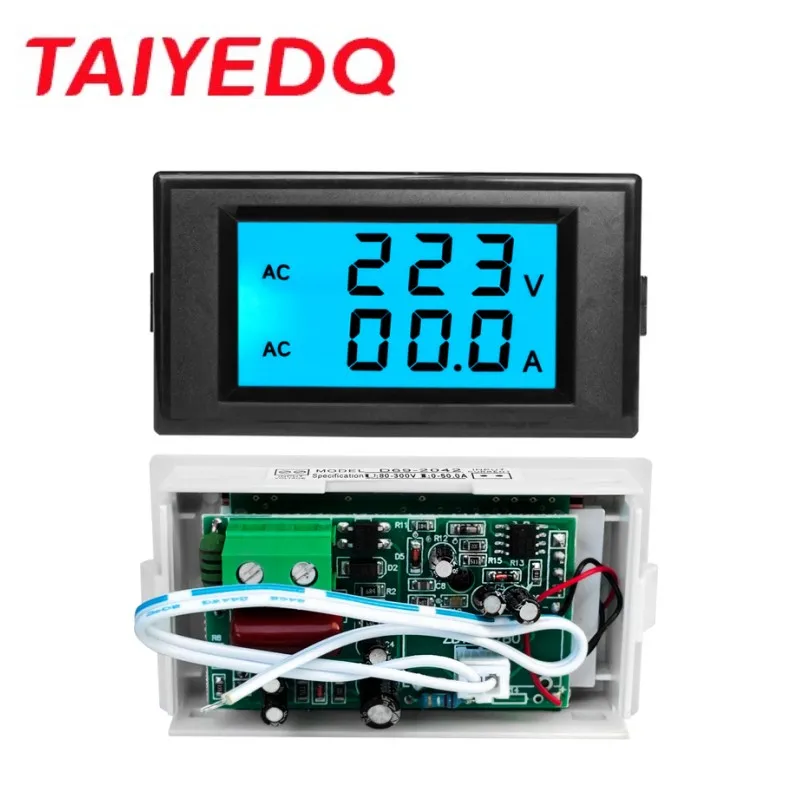 D69-2042 With CT Dual Display Voltmeter Ammeter Car Motocycle Voltage Current Meter AC 80-300V 0-50A 0-100A