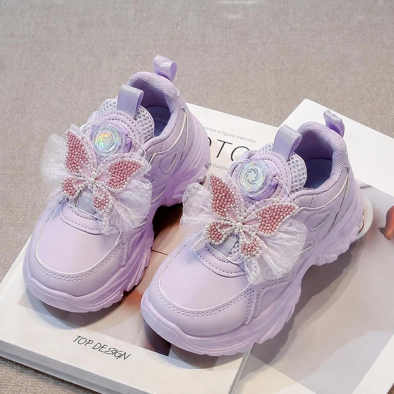 Kinder-Sneaker Süße Schmetterling-Mädchen-Prinzessinnen-Freizeitschuhe Dicke Weiche Sohle 2026 Brandneue Kinder-Sportschuhe Rutschfest Trendig – Detail 6