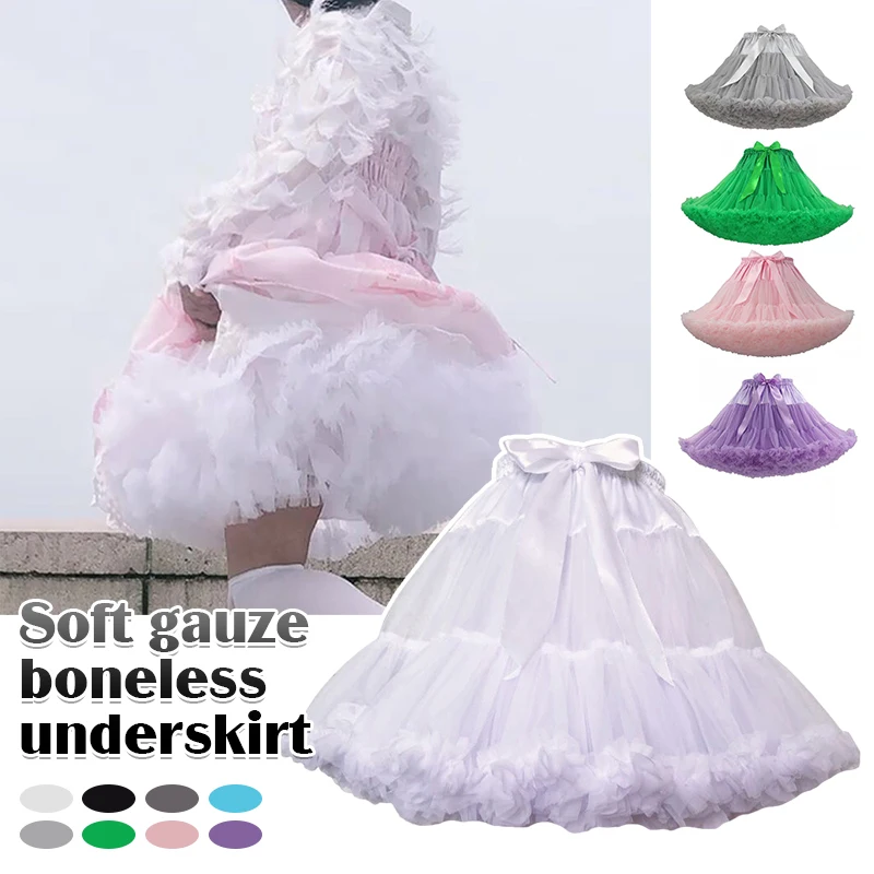 

Lolita Petticoat Women Short Halloween Crinoline Mini Ball Gown Underskirt Rockabilly Tulle Stock Tutu Skirt for Cosplay Party