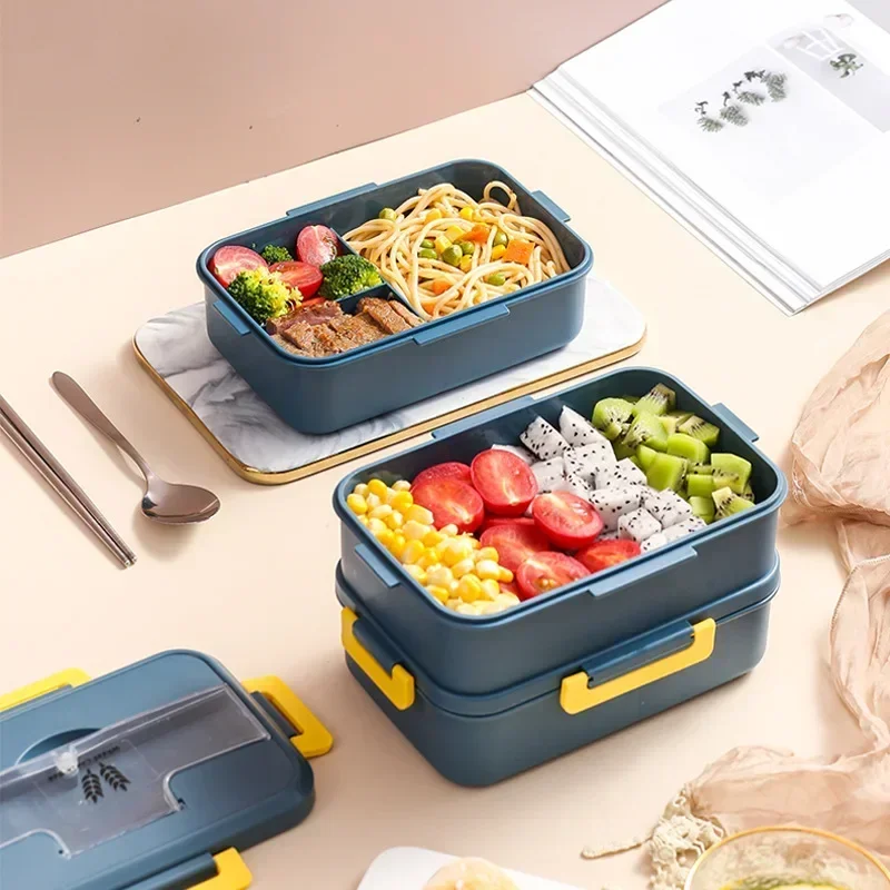 Office Workers and Students Can Microwave Oven Heating Special Bento Box Grid Set, Thermal Insulation Portable