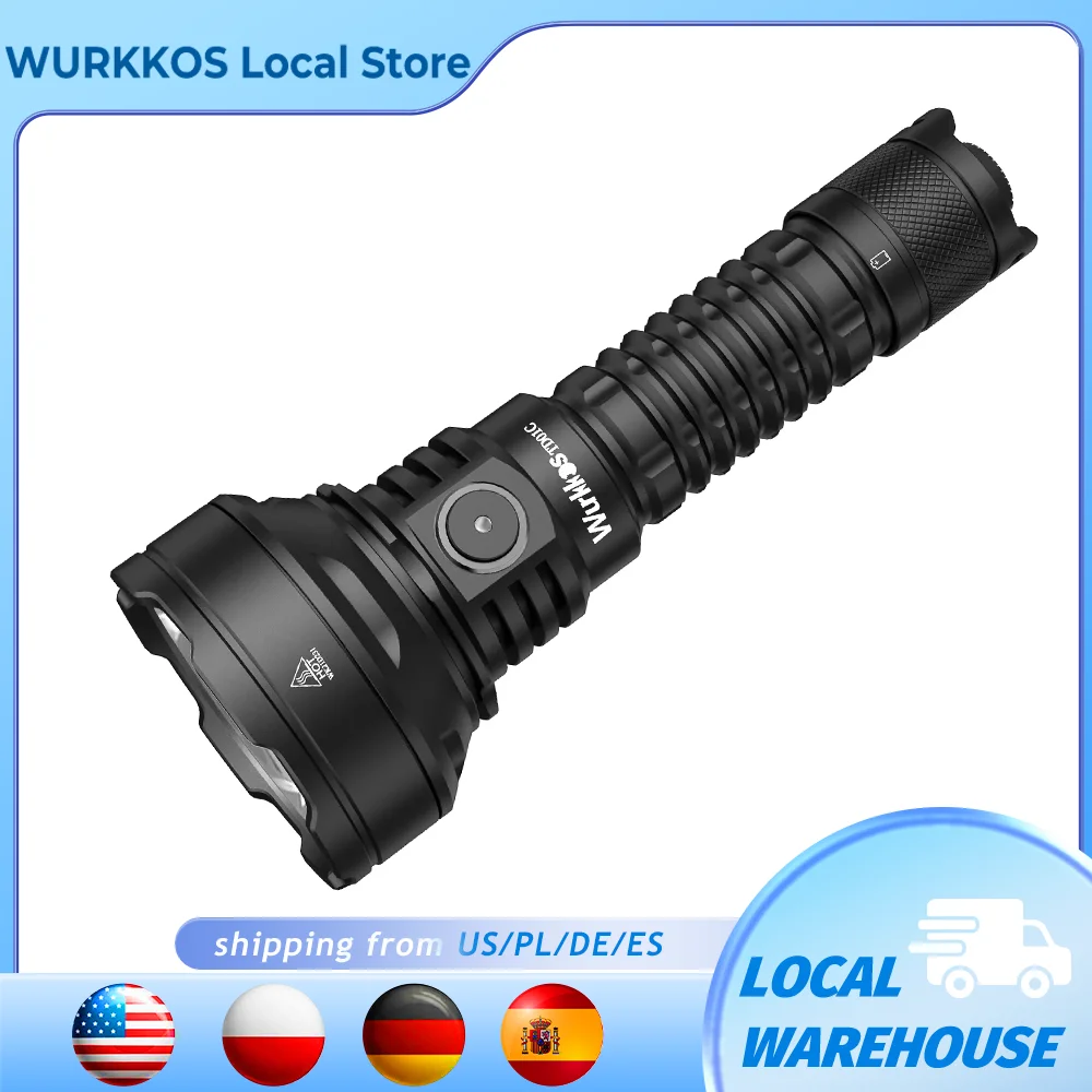 Wurkkos TD01C 21700 Rechargeable Tactical Flashlight LED USB-C 1800Lm Torch Buck Driver Throw 1000M IPX8 Waterproof Tail Switch