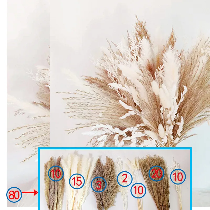 Ramo de hierba de Pampas esponjosa para decoración del hogar, flores secas reales naturales, decoración nórdica para bodas, accesorios para fiestas, accesorios bohemios