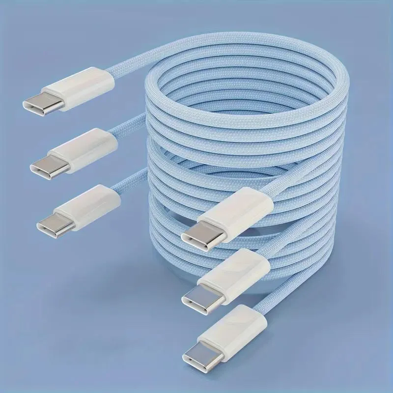 High-end 1M/2M/3M 60W Type C naar C snellaadkabel voor telefoon Tablet PC Laptop --3-pack - afbeelding 1