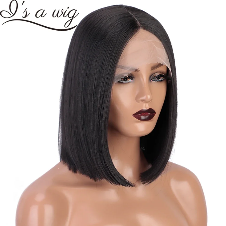 Short Bob Synthetic Lace Wigs Black Hightlight Part Lace Long Straight-Wavy Cosplay Wigs for Black Women