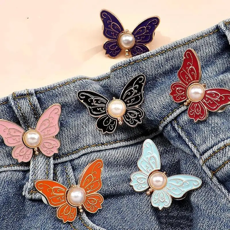 Strong Hold Butterfly Jeans Waist Adjuster Buckle Adjustable Detachable Pant Waist Tightener Clips for Skirts Dress