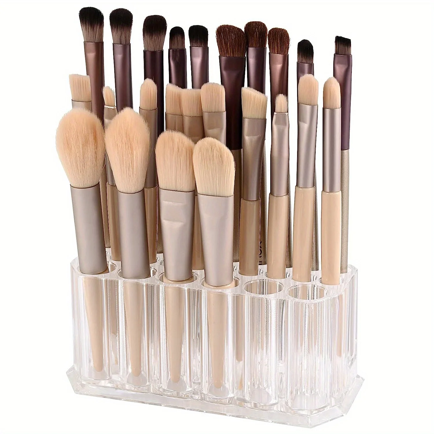 26 Hole Makeup Brush Holder That Easily Accommodates Makeup Brushes, Eyeliners, Lipsticks and Other Makeup Tools