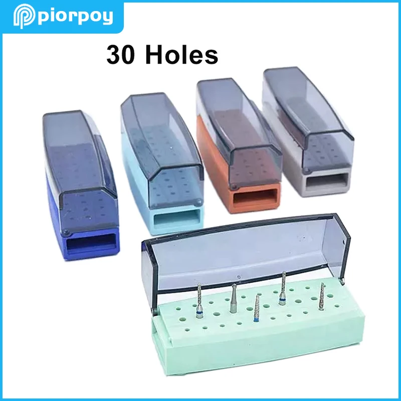 Dental Disinfection Box 30 Holes Plastic Organizer Bur Holder Stand Dentistry Drills Sterilization Storage Case Dentist Tools