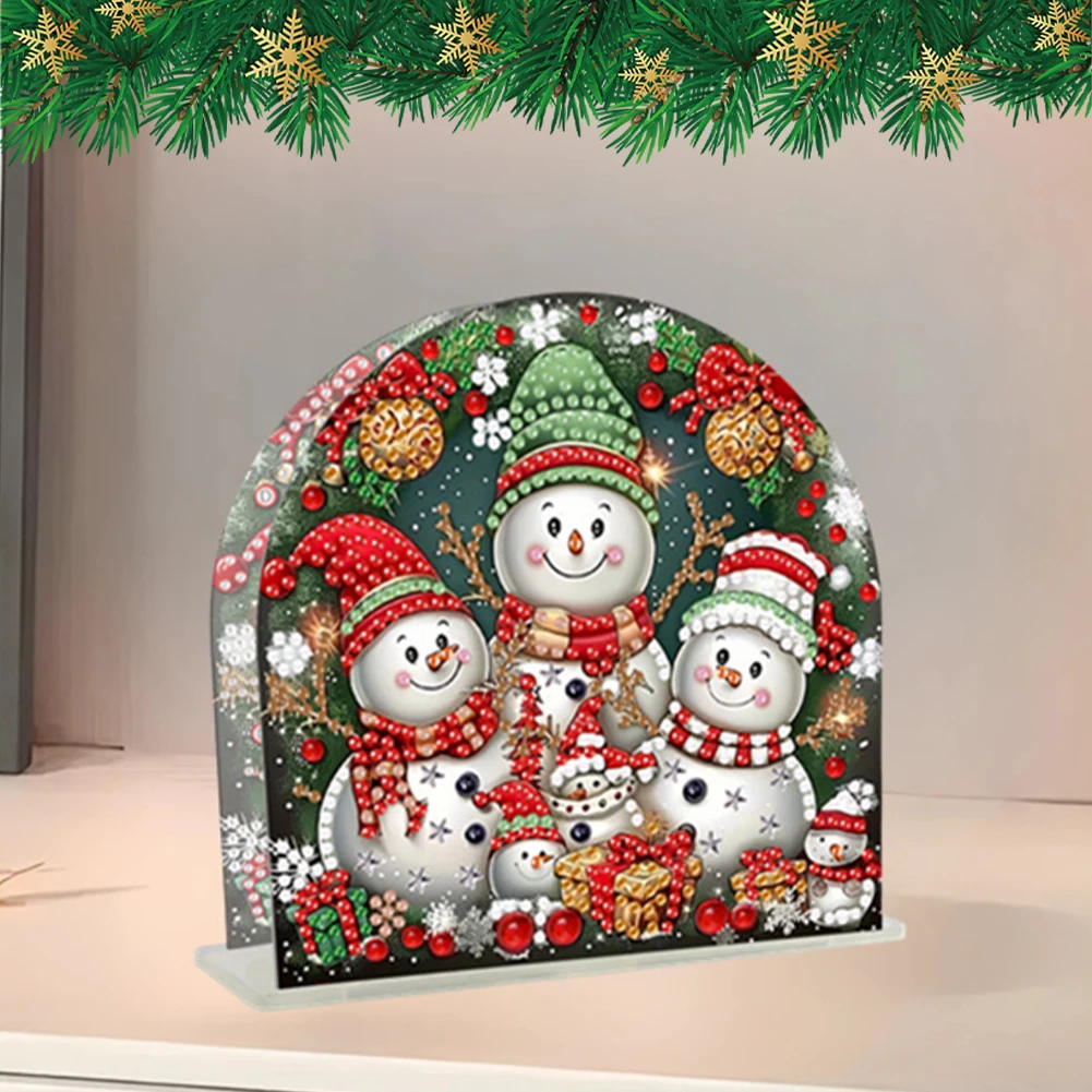 Porte-serviettes acrylique pour la décoration de la maison et du bureau, peinture au diamant, bonhomme de neige et arbre de Noël, ornement 5D, bricolage, art du papier, rangement T1