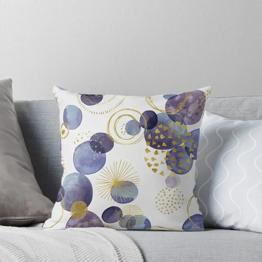 Purple and Gold Abstract Circles Throw Pillow Decorative pillowcase christmas ornaments 2025 pillow