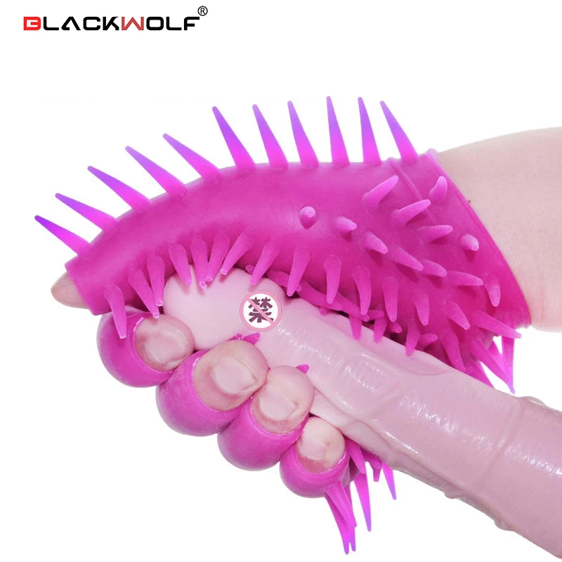 Black Wolf Spike Sex Gloves For Male Masturbation Erotic Finger Vibrator For Couples Sex Products For Man Masturbation