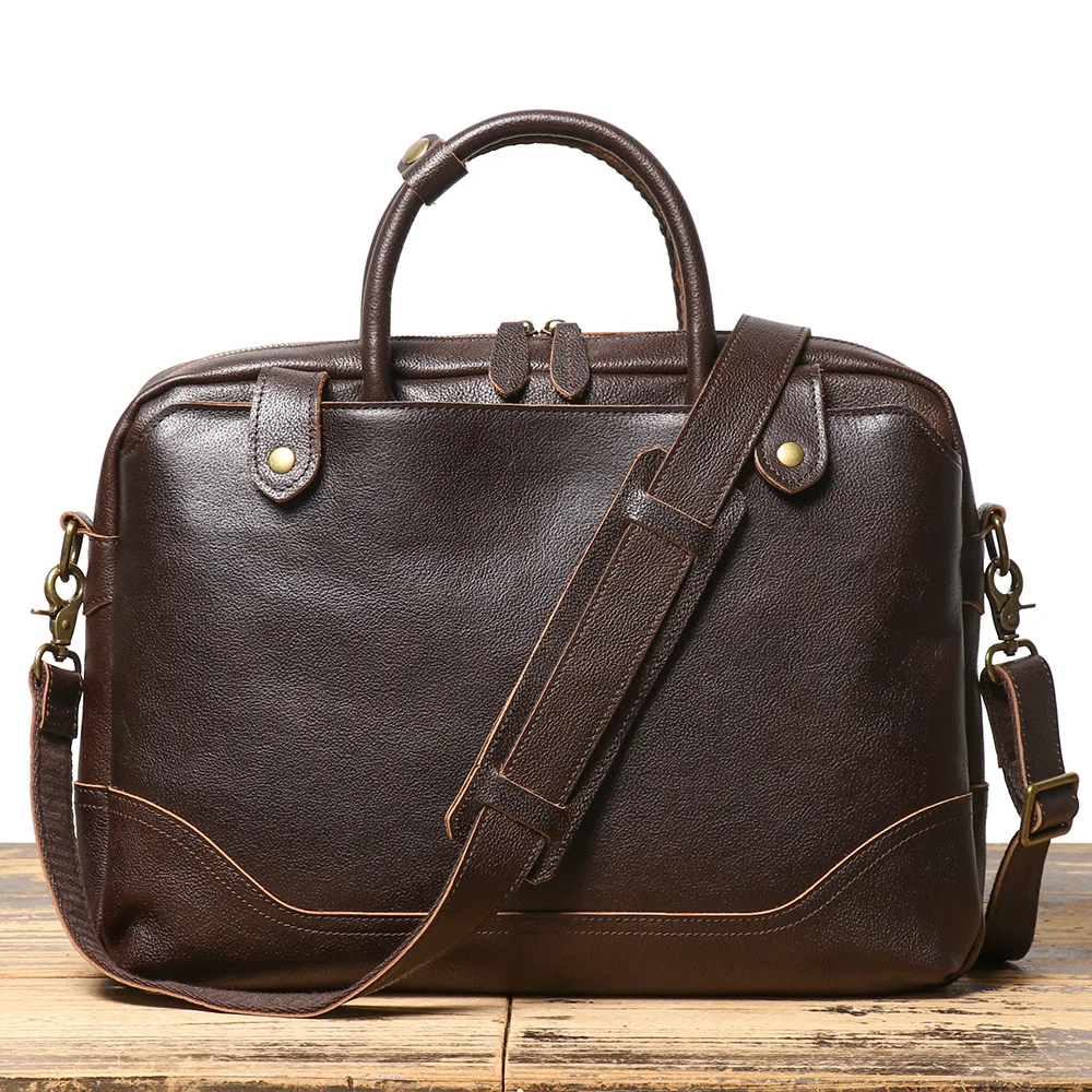 

LJ-9078 Men's Briefcase with Exquisite High-end Feel, Top Layer Cowhide Handbag, Genuine Leather Shoulder Crossbody Bag