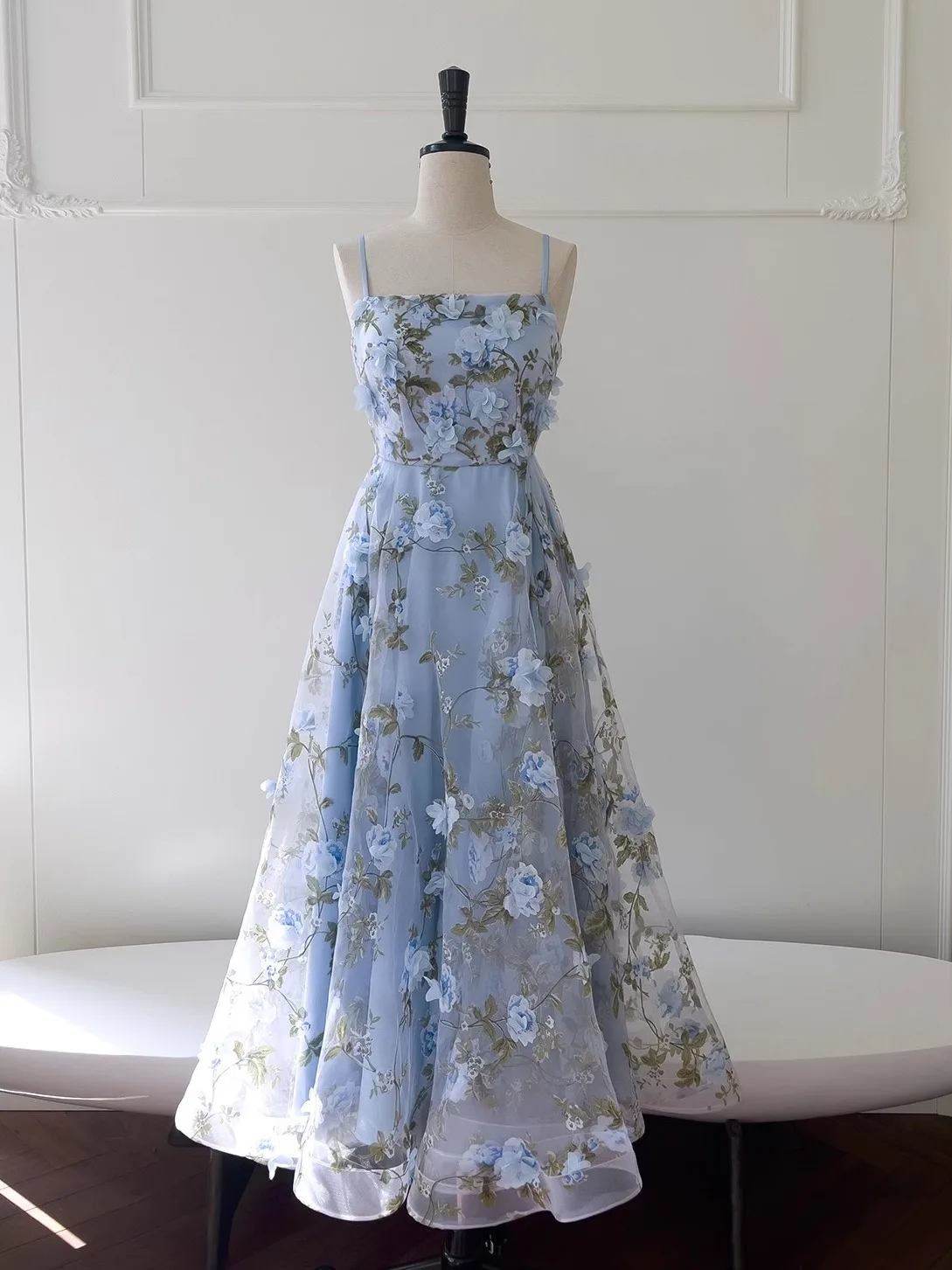 Haut de gamme luxe Strapl Dr avec décoration florale 3D Morning Run Fairy Vaion jupe fibre de polyester tricoté Princ S...