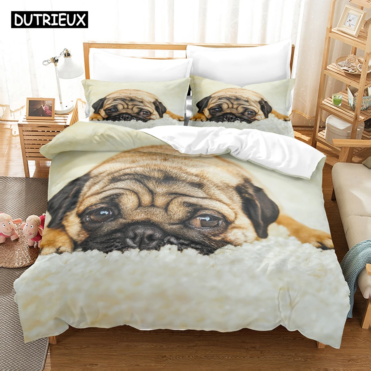 

3D A Cat And A Dog Bedding Sets Duvet Cover Set With Pillowcase Twin Full Queen King Bedclothes Bed Linen