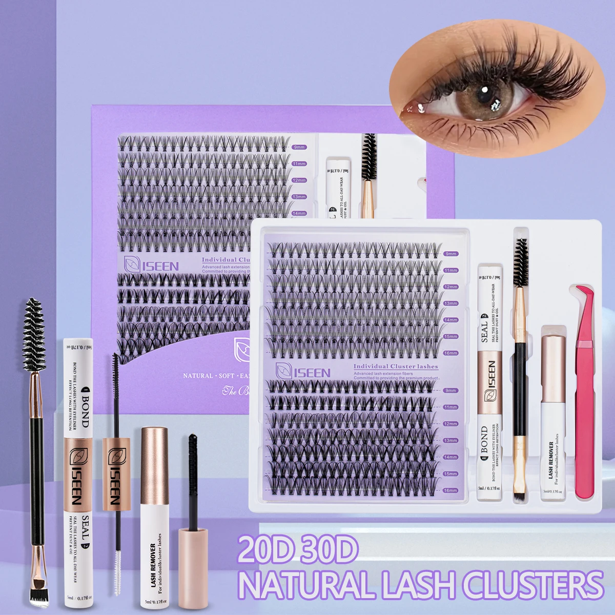 Eyelash Clusters Kit Large Capacity Wispy Lashes