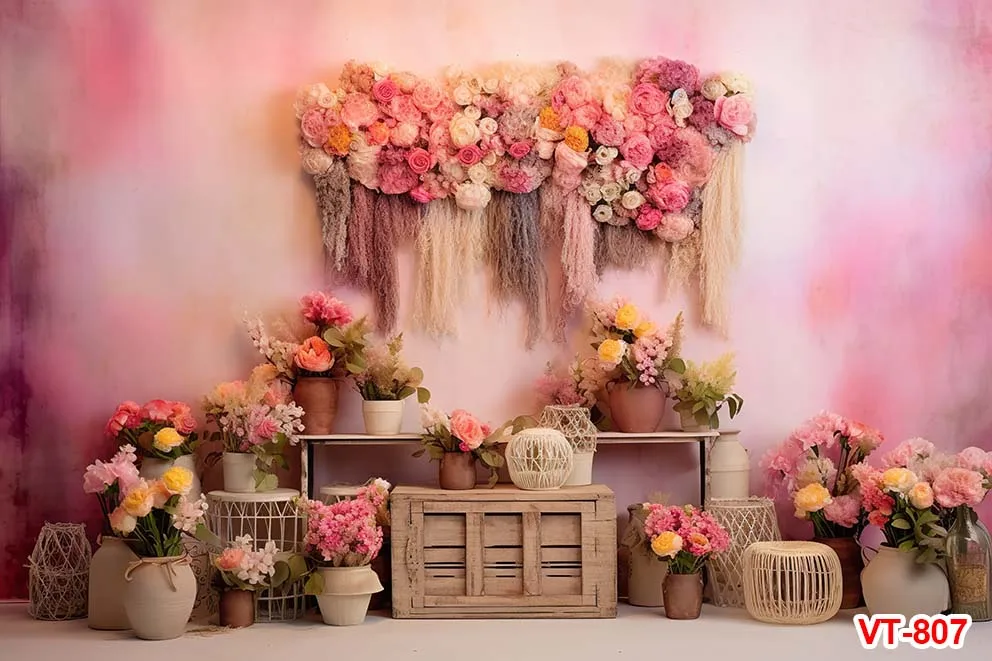 Photography Pink Balloons Floral Castle Gifts Box Baby Shower Newborn Portrait Backgrounds Photocall Decor Studio Photo Backdrop