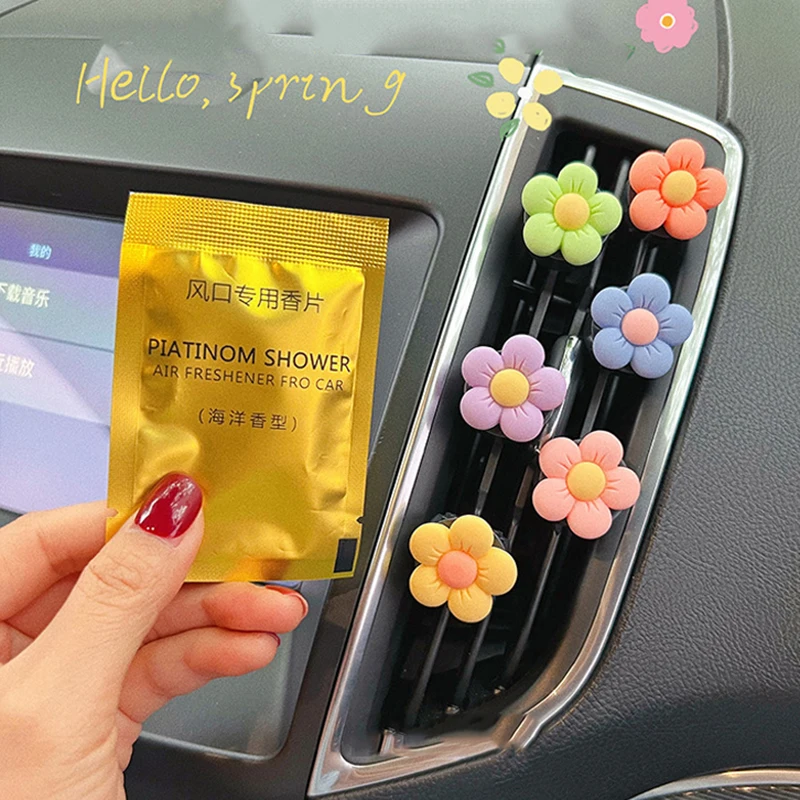 

Cute Flower Car Air Freshener Aromatherapy Car Air Outlet Perfume Clip Fragrance Auto Vent Flora Decoration Interior Accessories