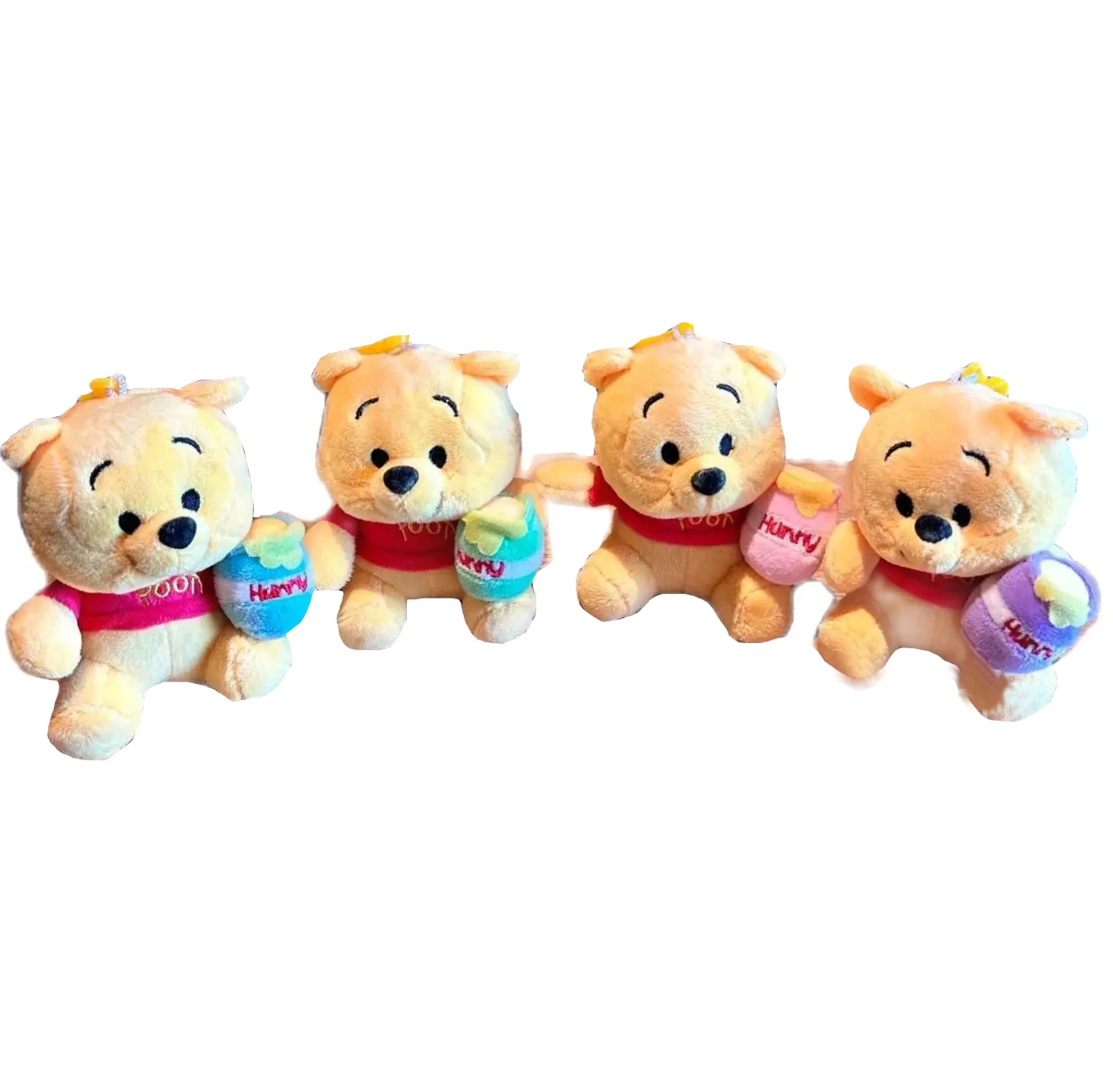 Wholsale 24pcs/lot 10cm Winnie the Pooh Plush kerying Toys Cute Animal bear with honey pot dolls penants key chain Gifts