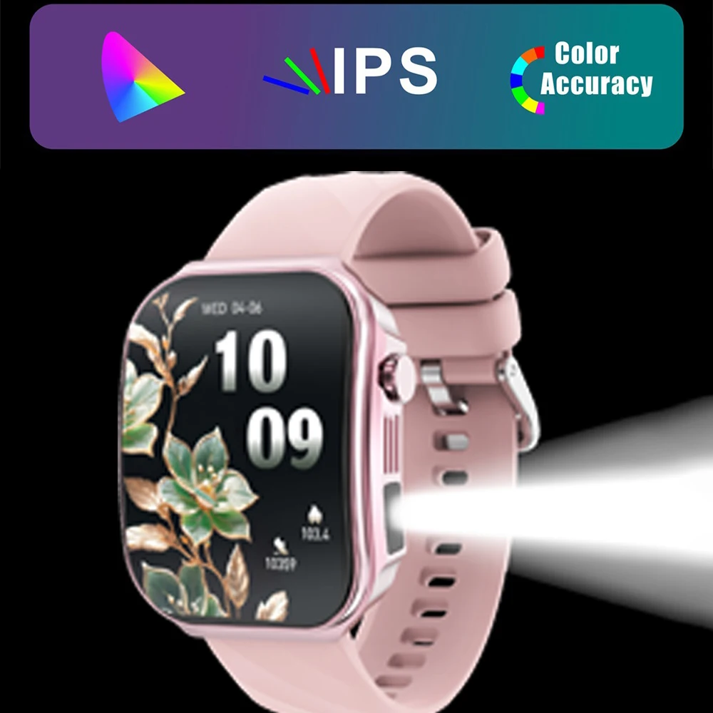 Outdoor Sport Smart Watch Flashlight Clock 3D Curved Screen Men Women Watches Blue Tooth Call Health Smartwatch Music Waterproof