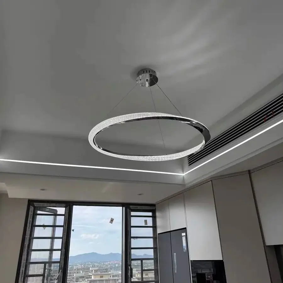 Candelabro minimalista para restaurante, sala de estar, salón principal, personalidad creativa, anillo circular moderno, iluminación de lujo para dormitorio