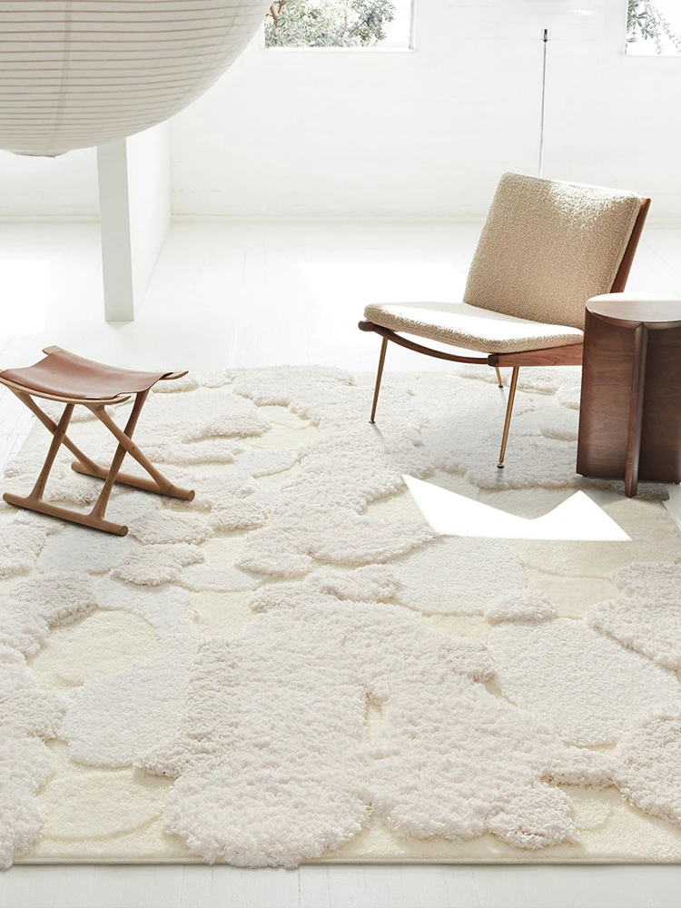 Beige White Thick Carpet for Living Room Light Luxury Soft Cloakroom Mat Modern Soft Bedroom Fluffy Rug Nordic Ins Carpets