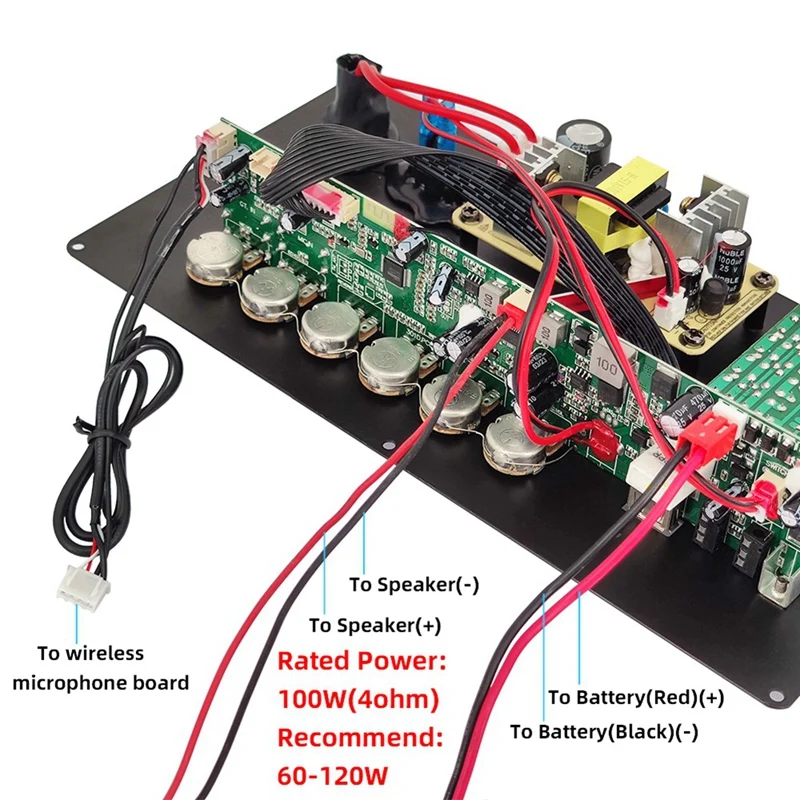 12V 100W Bluetooth Amplifier Board Square Dance Speaker Amplifier Support AUX TF-Card U-Disk Recording 6-12Inch Speaker