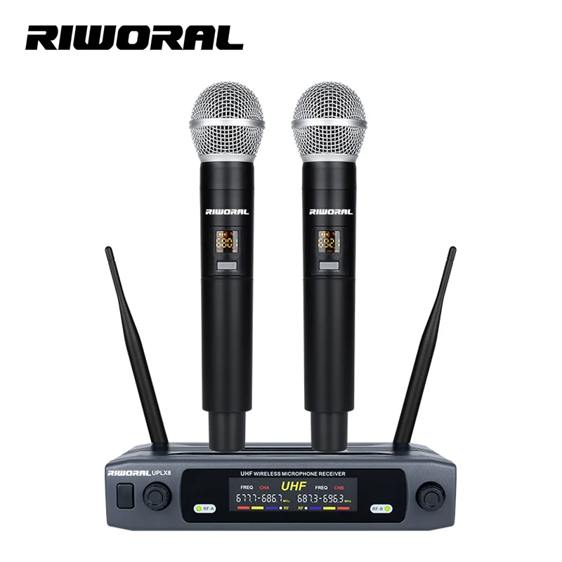 

UPLX8 2 Channels UHF Wireless Dynamic Singing Karaoke Mikrofon Studio Recording Microphone Handheld Microphone
