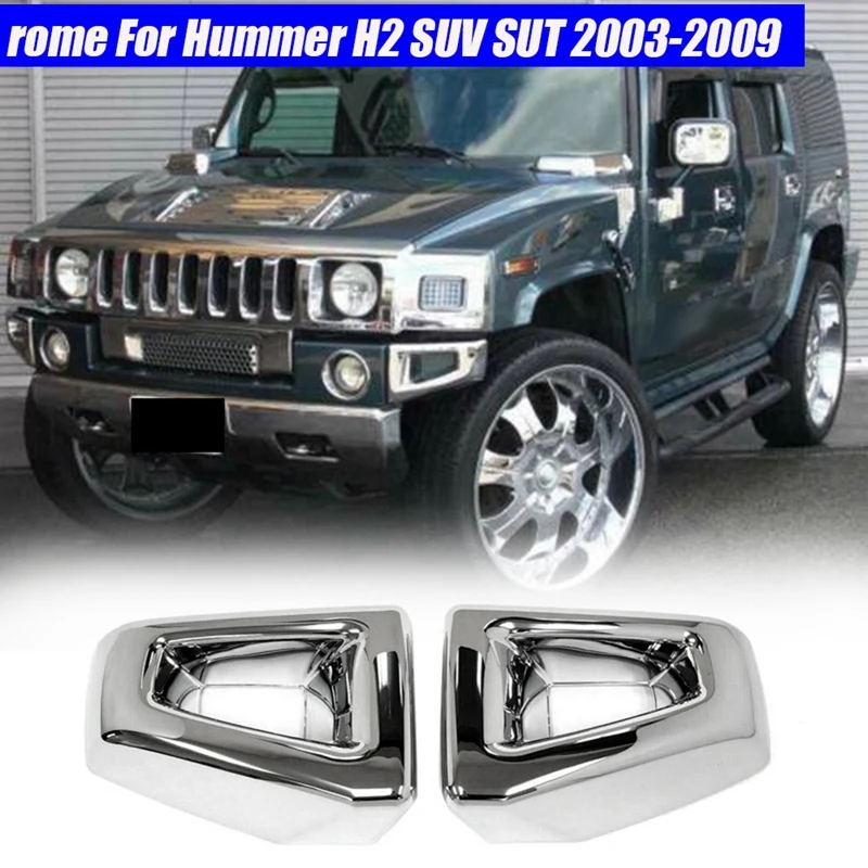 

1Pair Car Front Bumper Corner Cover Trim Chrome For Hummer H2 SUV SUT 2003-2009 Grill Racing End Cap Decorative Frame