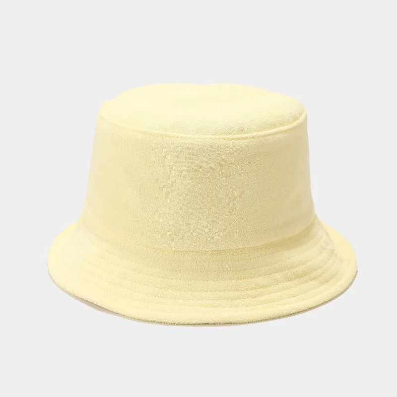 2022  Autumn Terry Cloth Towel Bucket Hat Women Men  Candy Colors Panama  Sun Fisherman Hat