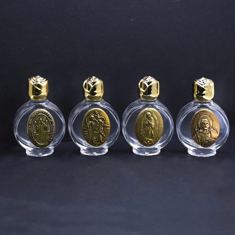 Bottiglia vuota per acqua sacra Gesù Bottiglia religiosa Forniture per battesimo cristiano Imballaggio cosmetico portatile ricaricabile Bottiglia vuota