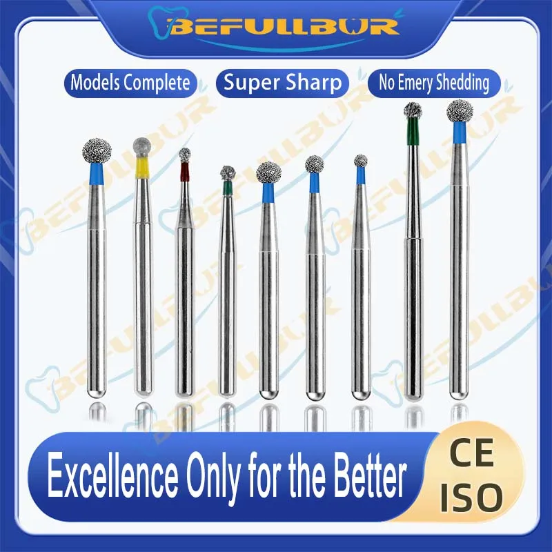 

BEFULL BR Type Super Extra Long Dental Diamond Burs FG 1.6MM Polishing Drill for High Speed Handpiece Dentistry Materials 5PCS