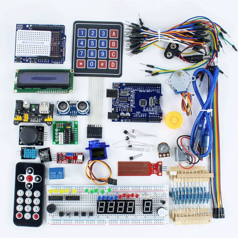 Super Starter Kit for Arduino UNO R3 with Stepper Motor SG90 Servo 1602 LCD Jumper Wires Learning Kit