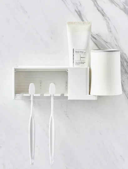 Toothbrush Holder Wall Mounted Toothbrush  Toothpaste Holder Suction Cup Storage Rack Toiletries Organizer Bathroom Accessories