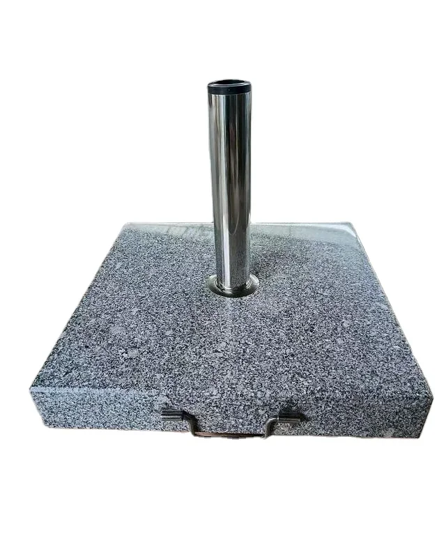 

Modern Stainless Steel & Granite Round Umbrella Stand Stable and Easy Assembly Parasol Base for Garden & Patio