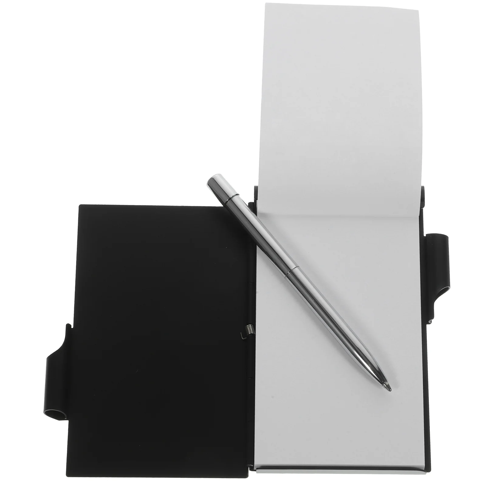 Imagem -04 - Metal Pequeno Preto Pequeno Espiral Caderno Mini Bloco de Notas Pequeno Bolso Bloco de Notas de Metal Case com Caneta Bolso Papel Fazer Lista Preto