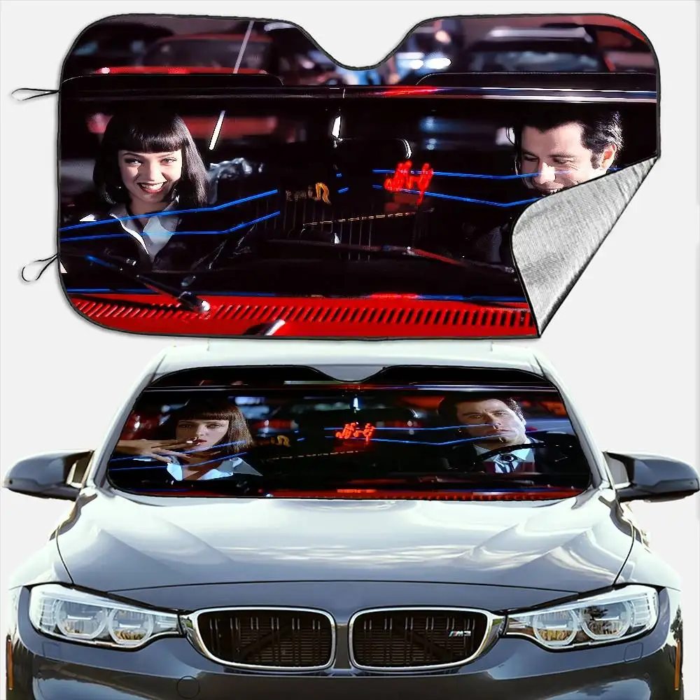 Classic Film P-Pulp Fiction Car SunShade Windshield Anti-UV Protection Front Shade Attachment Sun Visor Protective Cover