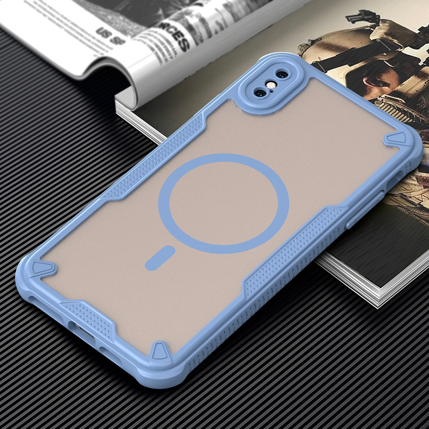 Magnetische, luxuriöse, matte, durchscheinende, stoßfeste Handyhülle für iPhone XsMax X XS XR für kabelloses Magsafe-Ladecover – Detail 11