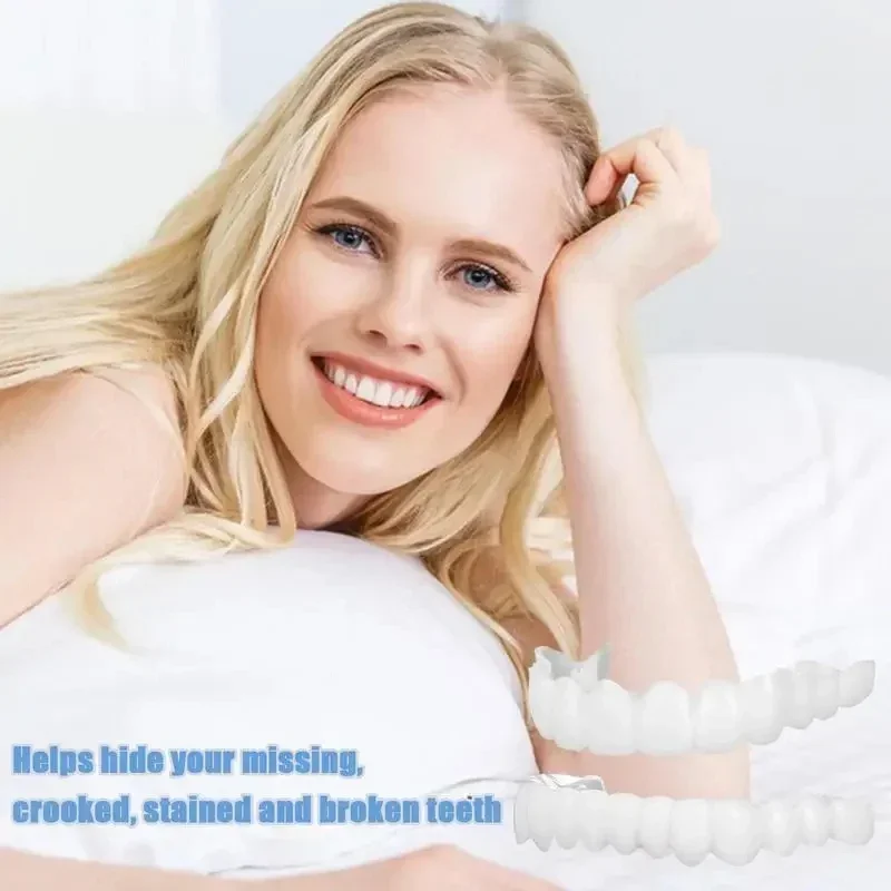 Sdotter New New Fake Tooth Cover Silicone Smile Veneers Teeth Perfect Fit Teeth Whitening Snap On Dentaduras Flexibles Beauty Co