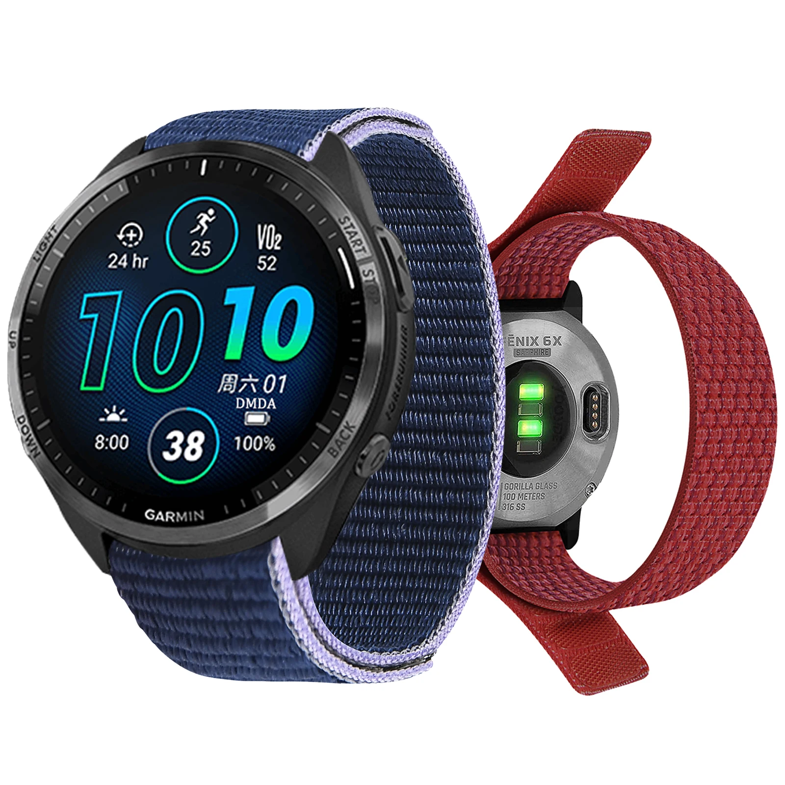 26MM 22MM Elastic Nylon Strap For Garmin Forerunner 965/Approach S70 S62 S60/Instinct 2X Solar/Fenix 7 6 Hook Loop Bracelet Band