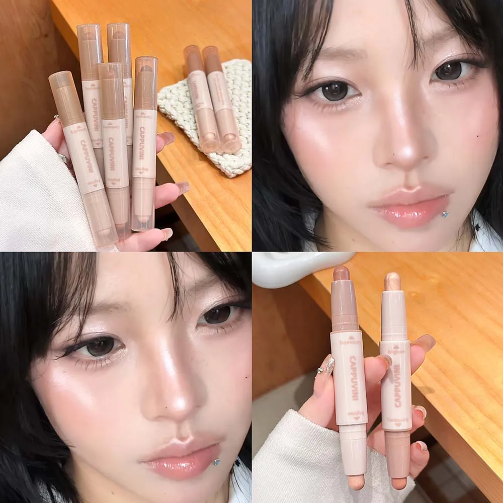 CAPPUVINI Dual End Contour Stick Highlighter Bronzer Cream 2 in 1 Face Sculpting Makeup Long Lasting Blendable 3D Glow