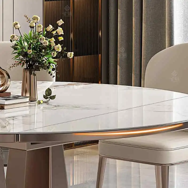 Restaurant Adjustable Table Round Extendable Long Modern Living Room Dining Table Restaurant Lounge Muebles Unique Furniture