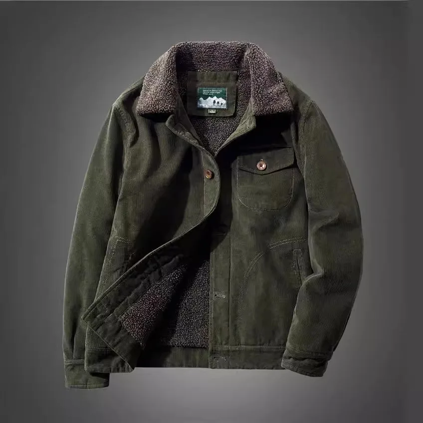 New Fashion Autumn Winter Men Color-coded Thicken Simple Basic Daily Turn-down Collar Long Sleeve Parkas Coats Male Jackets Tops