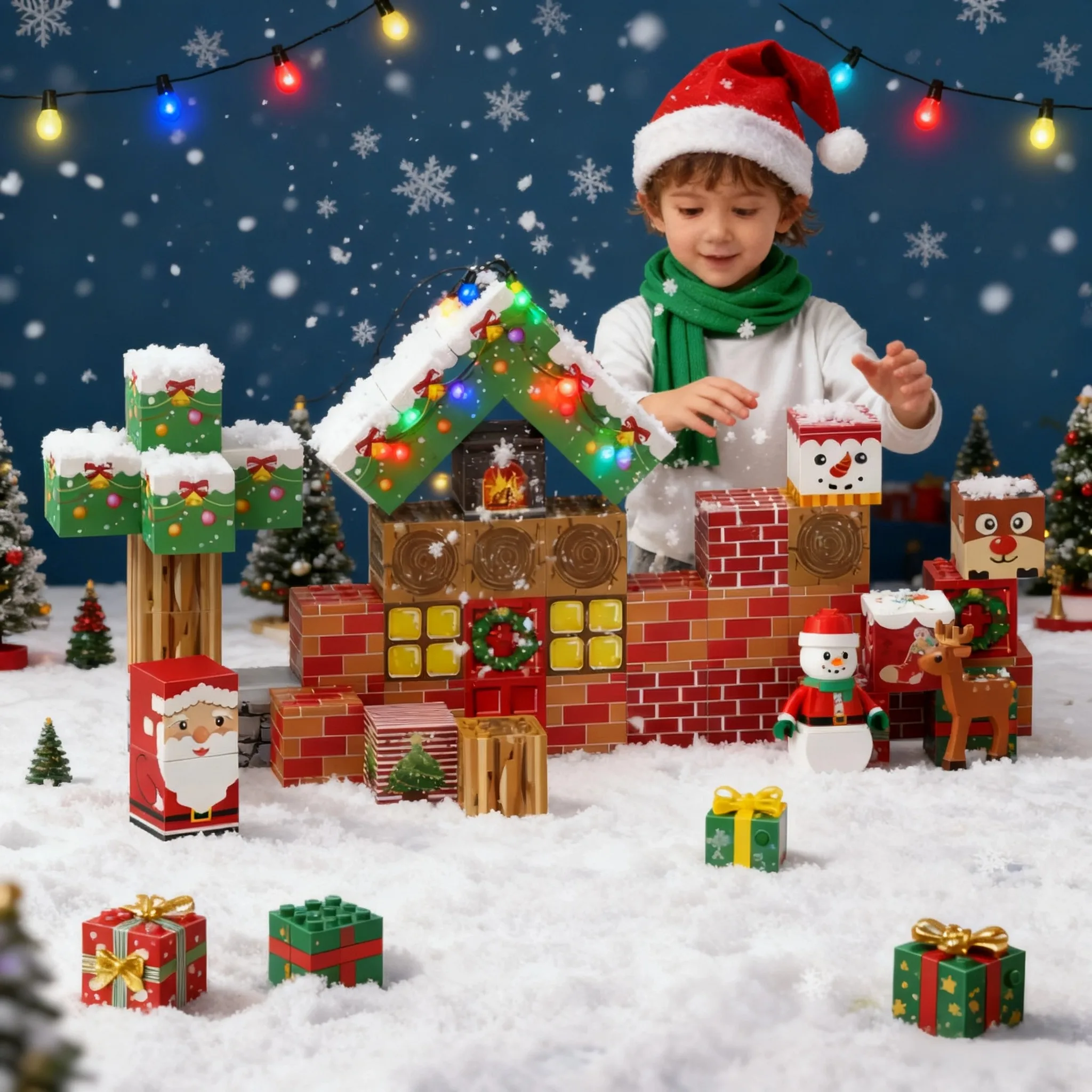 Set natalizio STEM Building Blocks Giocattoli magnetici Miniera Pupazzo di neve magnetico Mondo Mattoni Cubo Magnete Giocattolo educativo per bambini fai da te