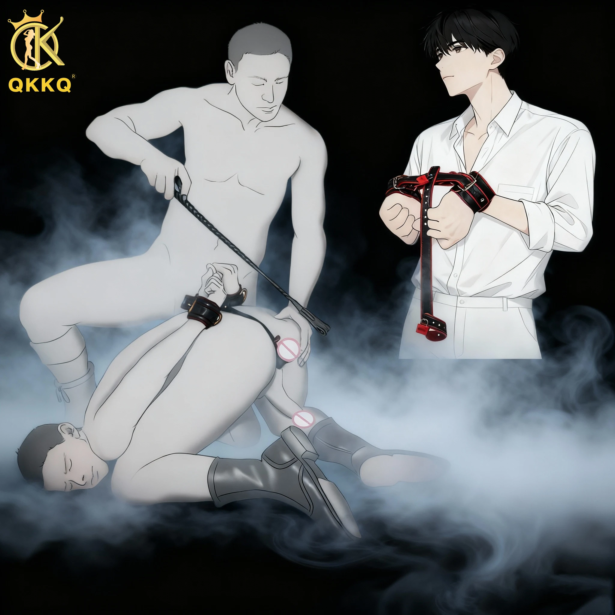 QKKQ Harness Binding Body Set Male Testicular Bondage Microfiber Shoulder Wrist Restraint Strap Role-playing Erotic Game Sex Toy