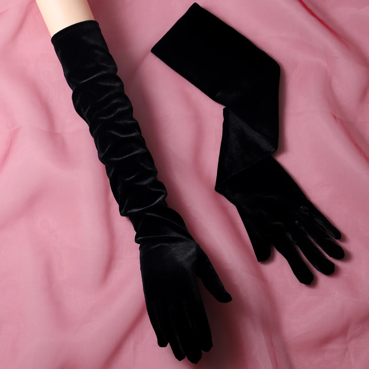 Bridal Gloves Full Of Elegant Atmosphere Black Ladies' Elbow Length Dress Up Gloves Designed For Party, Wedding, Ball