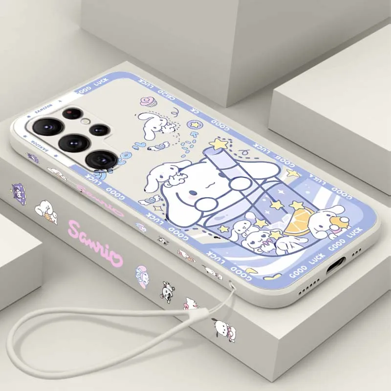 Cinnamoroll Kuromi Art Sanrio For Samsung Galaxy S26 S25 S24 S23 S22 S21 S20 Pro Edge Ultra Plus FE Liquid Left Rope Phone Case