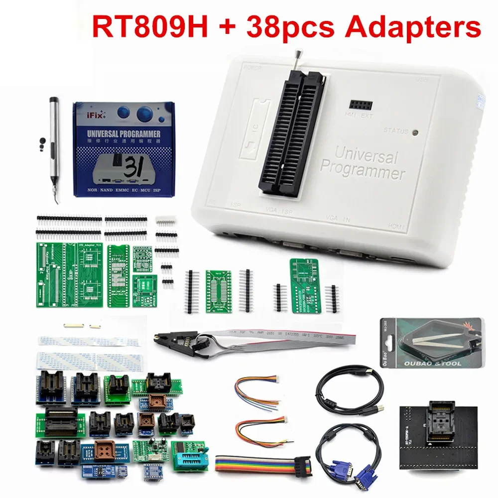 

RT809H Programmer with Adapters Set EMMC-Nand FLASH Universal Programmer Better Than XGecu T56 Programmer